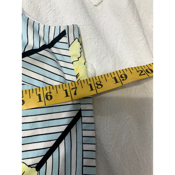 Talbots Dress Size 10 Blue White Yellow Rose Fit N Flare Sleeveless Lined Easter - Picture 4 of 8